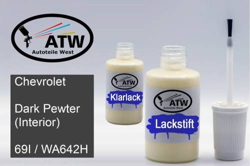 Chevrolet, Dark Pewter (Interior), 69I / WA642H: 20ml Lackstift + 20ml Klarlack - Set, von ATW Autoteile West.